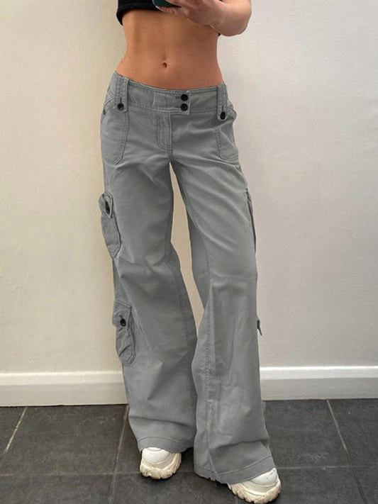 Women's Solid Color Curve Oversize Cargo Trousers