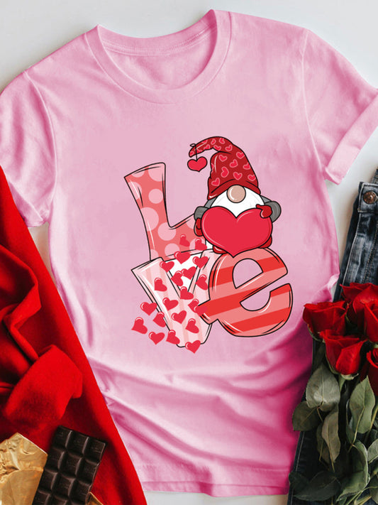 T-shirt à manches courtes Love imprimé graphique grande taille pour femmes 