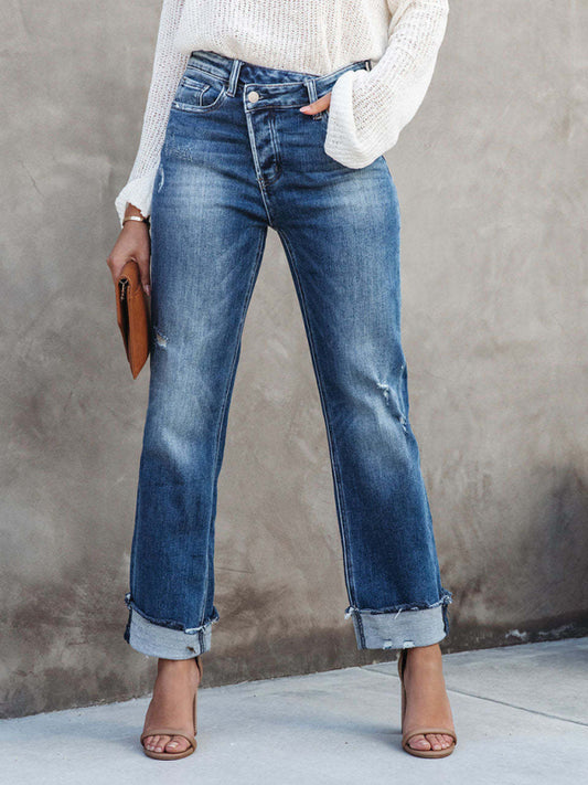 Asymmetrische Fly-Crossover-Jeans für Damen 